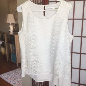 White sleeveless Calvin Klein top.